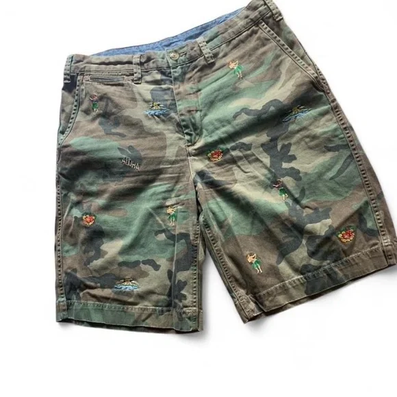 Polo Ralph Lauren vintage Camouflage Hawaiian Embroidered Shorts size 32 - Picture 3 of 8